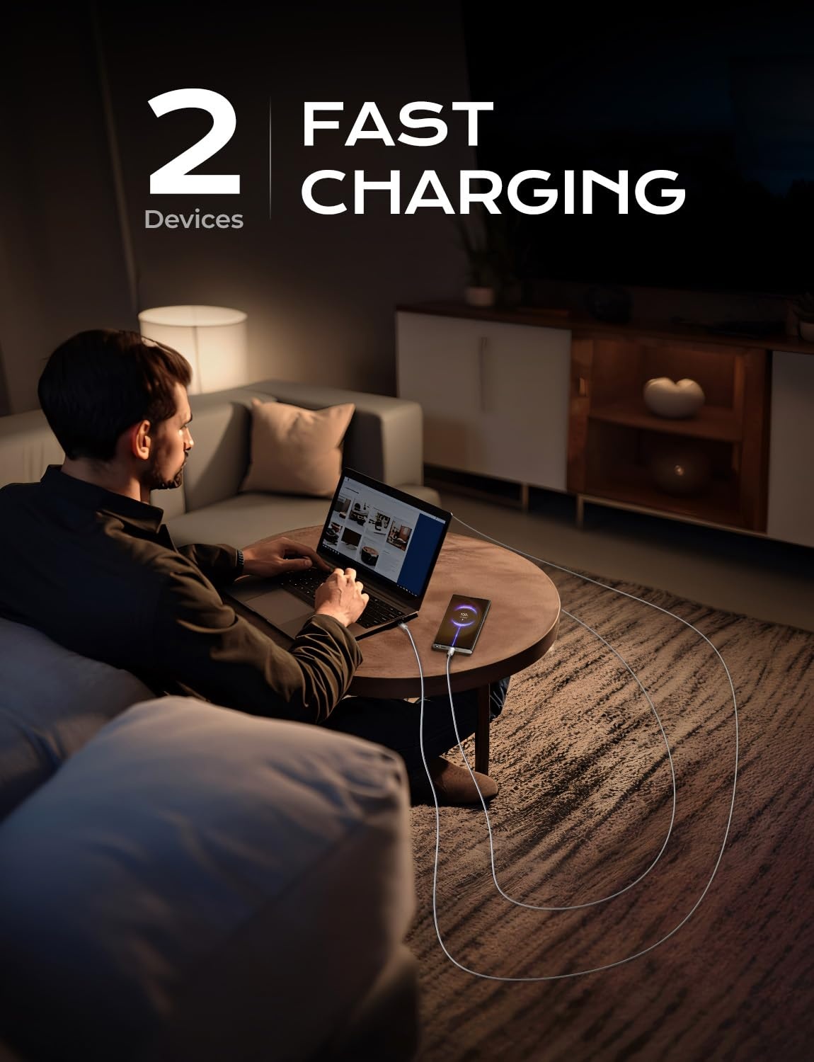 image:imageLISEN 240W Short USB C to USB C Cable 15FT1 5FTWhite