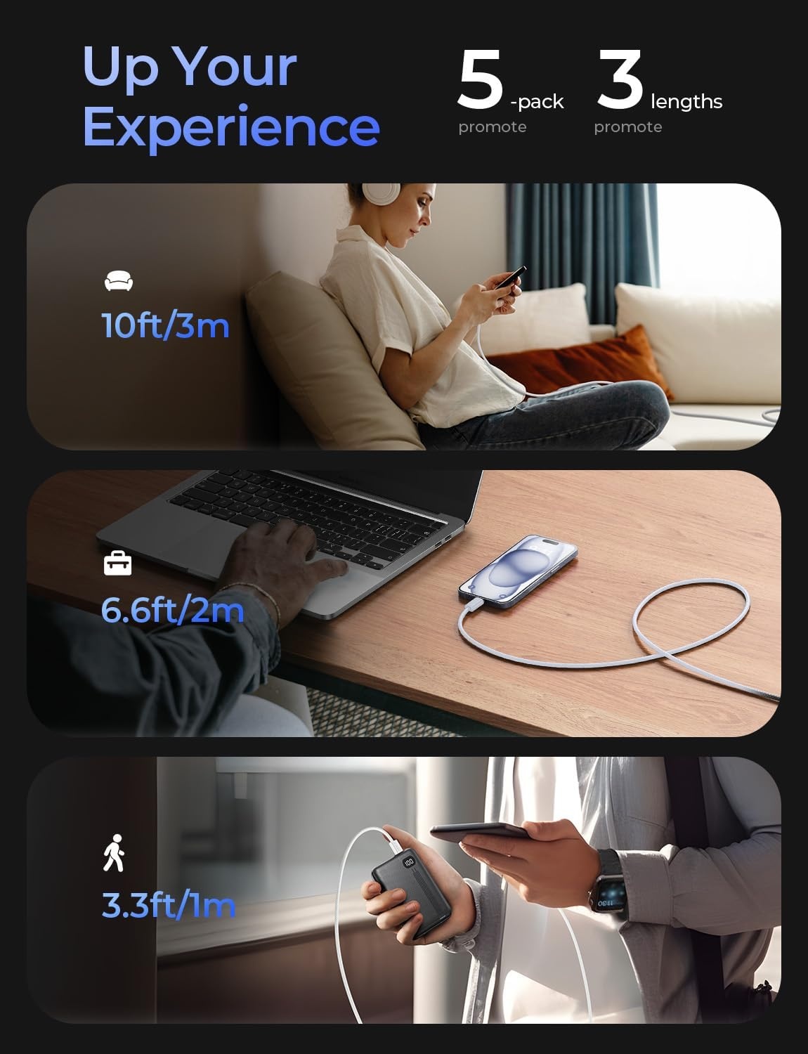 image:imageLISEN USB C Cable 5Pack 05FT USBC to USBC Cable for iPhone 17 16e 15 Pro Max Charger Cord 60W C to C Cable Fast Charging for Galaxy S25S2423 Switch 2 iPad MacBookBlackWhite