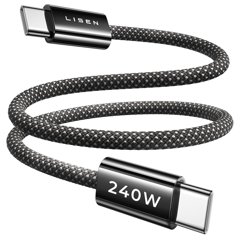 image:imageLISEN 240W Short USB C to USB C Cable 15FT1 5FTBlack
