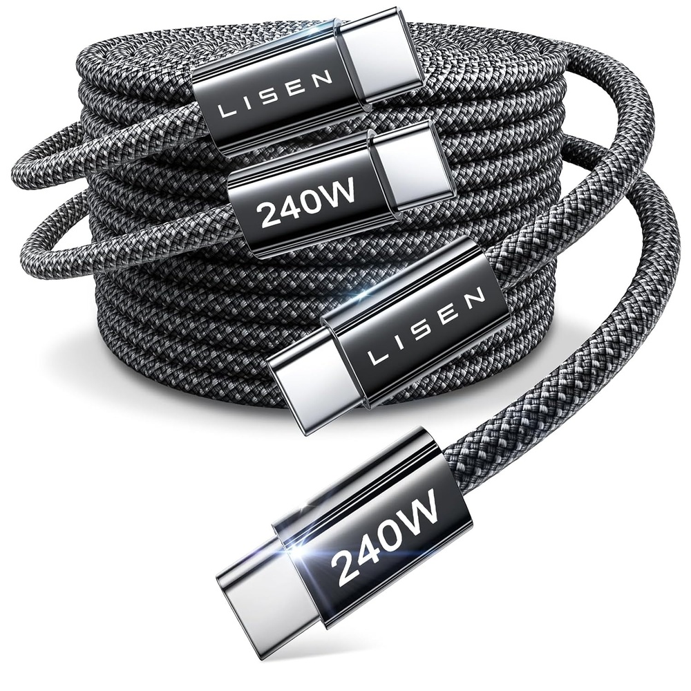 image:imageLISEN USB C to USB C Cable Fast Charging Cords 240W Type C Charger Fast Charging Cord Type C Cable for iPhone 16 15 iPad MacBook Pro Air Samsung S25 Switch10ft10ft2 PackBlack