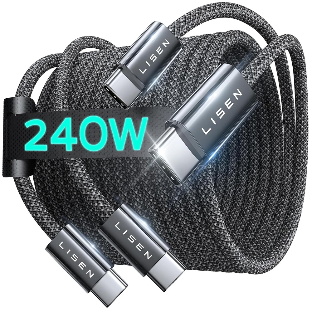 image:imageLISEN USB C to USB C Cable Fast Charging Cords 240W Type C Charger Fast Charging Cord Type C Cable for iPhone 16 15 iPad MacBook Pro Air Samsung S25 Switch33ft33ft2 PackBlack
