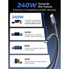 LISEN 240W Short USB C to USB C Cable (1.5FT+1 5FT)(Midnight)