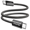 LISEN 240W Short USB C to USB C Cable (1.5FT+1 5FT)(Black)