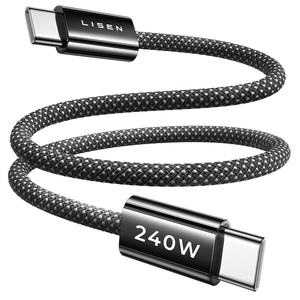 LISEN 240W Short USB C to USB C Cable (1.5FT+1 5FT)(Black)