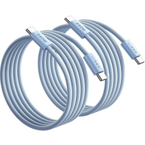 LISEN 240W Short USB C to USB C Cable (1.5FT+1 5FT)(Light Blue)