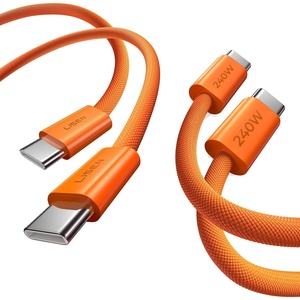 LISEN 240W Short USB C to USB C Cable (1.5FT+1 5FT)(Orange)