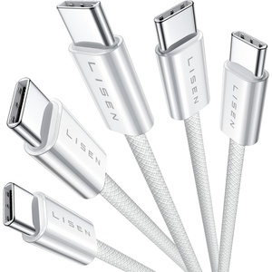 LISEN USB C Cable, 5-Pack [0.5FT] USBC to USBC Cable for iPhone 17 16e 15 Pro Max Charger Cord, 60W C to C Cable Fast Charging for Galaxy S25/S24/23, Switch 2, iPad, MacBook,Black(White)