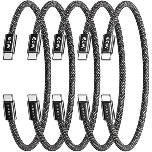 LISEN USB C Cable, 5-Pack [0.5FT] USBC to USBC Cable for iPhone 17 16e 15 Pro Max Charger Cord, 60W C to C Cable Fast Charging for Galaxy S25/S24/23, Switch 2, iPad, MacBook,Black(Black)