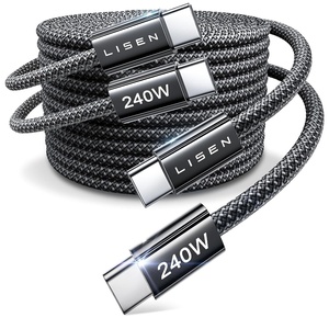 LISEN USB C to USB C Cable Fast Charging Cords 240W Type C Charger Fast Charging Cord Type C Cable for iPhone 16 15 iPad MacBook Pro Air Samsung S25 Switch,10ft+10ft/2 Pack/Black
