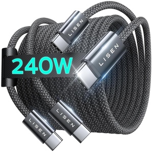 LISEN USB C to USB C Cable Fast Charging Cords 240W Type C Charger Fast Charging Cord Type C Cable for iPhone 16 15 iPad MacBook Pro Air Samsung S25 Switch,3.3ft+3.3ft/2 Pack/Black