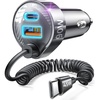 LISEN Car Charger with 45W Built-in USB-C 36 inch Coiled Cable, 90W Multi-Port Fast Charging Cigarette Lighter Adapter for iPhone 17/16/15 Pro Max, Samsung Galaxy S26 Ultra, Black(Black-60inch)