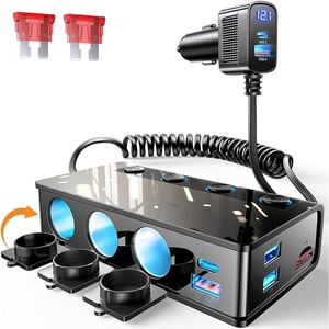 9 in 1 Cigarette Lighter Splitter, 191W Cigarette Lighter Adapter with 2 PD/QC3.0, 24V 12V Independent Switches DC Cigarette Outlet Car Charger for iPhone 17 16 15 14 13 12 and All Road Trip Devices