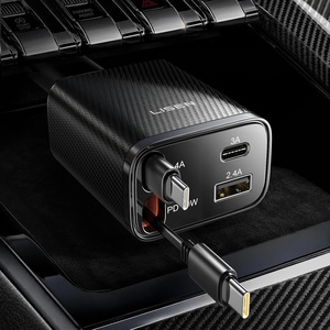LISEN 72W Retractable Car Charger Ultra-Compact USBC Fast Car Charger(Carbon Black)