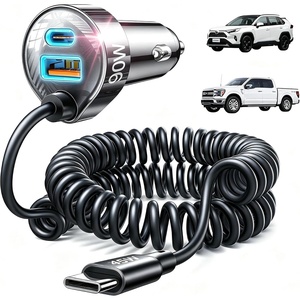 LISEN Car Charger with 45W Built-in USB-C 36 inch Coiled Cable, 90W Multi-Port Fast Charging Cigarette Lighter Adapter for iPhone 17/16/15 Pro Max, Samsung Galaxy S26 Ultra, Black(Black-90inch)