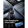LISEN 108W Car Charger USB C 3-Port Cigarette Lighter Adapter Fast Charge(Black)