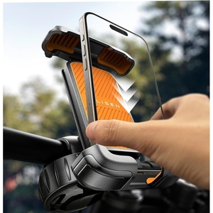 LISEN Bike Phone Holder, [Super Easy Install] Motorcycle Phone Mount Ebike Accessories Bicycle Handlebar Holder Mount Gifts for Adults Kids Men Mountain Mini Bike Scooter Gear Accessories, Black(Orange)