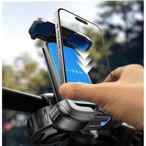 LISEN Bike Phone Holder, [Super Easy Install] Motorcycle Phone Mount Ebike Accessories Bicycle Handlebar Holder Mount Gifts for Adults Kids Men Mountain Mini Bike Scooter Gear Accessories, Black(Blue)