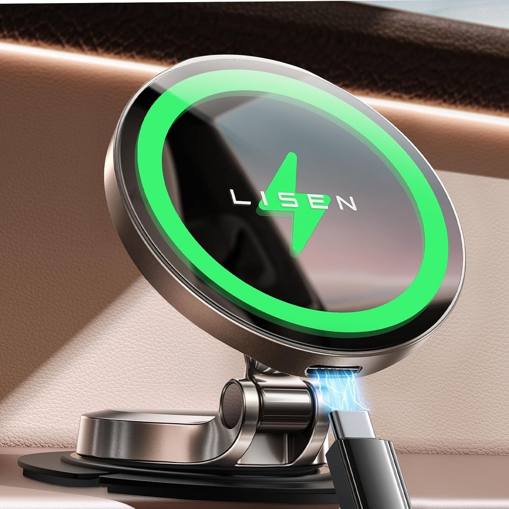 image:imageLISEN for Qi22 25W MagSafe Car Mount ChargerMagnetic Wireless Car ChargerGrey