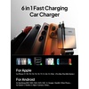 LISEN 138W Retractable USB C Car Charger Fast Charge 6-Port for iPhone 17(Grey)