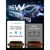 LISEN 96W 4 in 1 Retractable Car Charger with USB C & Lightning Cable for iPhone 17 Pro Max 16 15 14 13 12, Samsung Galaxy S25 S24, Android – Fast Charging Cigarette Lighter Adapter