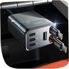 LISEN 138W Retractable USB C Car Charger Fast Charge 6-Port for iPhone 17(Grey)